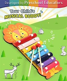 Intelliskills Wooden Lion Xylophone Musical Toy - Multicolour