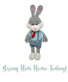 Happy Threads Jasper Bunny| Soft Toys Handsom Rabbit Toy Gifting Material Adults Crochet Cute Lovable- Height 39.3 cm