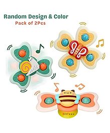 BitFeex Butterfly Spinners Toy Waterproof Suction Cup Spinning Top Rotating Bath toy For Boys Girls Pack of 2-(Random Design)