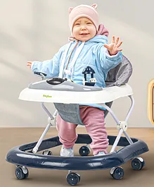 Baybee Bumble Baby Walker for Kids, Folding Walker with 3 Height Adjustable, Cushion Seat, Removable Tray Activity Kids Walker with Musical Toy Bar Push Walker for Baby (Dark Blue)