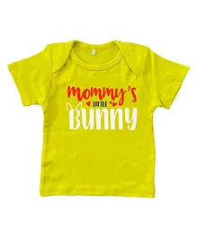 Kadam Baby Half Sleeves Mommys Little Bunny Text Printed Tees - Yellow