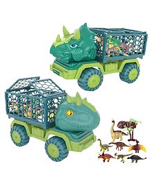 BitFeex Dino carring Transport Triceratops Toys with Dino Figures Dinosaur Eggs Dinosaur Gifts Play Set -Multicolor