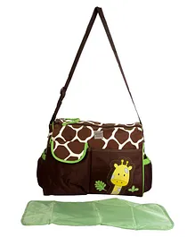 Mee Mee Diaper Bag With Changing Mat Giraffe Print - Dark Brown