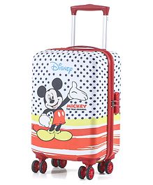 Babyhug Disney Mickey Mouse Hard Sided Kids Trolley Luggage Bag with Wheels Red- 18 Inch