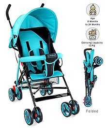 Babyhug Agile Light Weight Baby Stroller | Travel Friendly | Compact Umbrella Fold | Adjustable Canopy| Rear Wheels with Brake| Front Swivel Wheels - Blue & Black Babyhug Agile Light Weight Baby Stroller | Travel Friendly | Compact Umbrella Fold | Adjustable Canopy| Rear Wheels with Brake| Front Swivel Wheels - Blue & Black