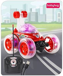 Babyhug Remote Control 360 Degree Twisting Stunt Red Car| 1:24 Scale Rechargeable Car with Lights| Gifting Car for 4 years + Kids| BIS Certified