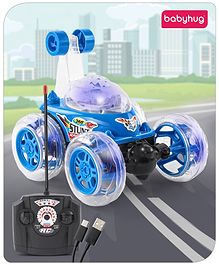 Babyhug Remote Control 360 Degree Twisting Stunt Blue Car| 1:24 Scale Rechargeable Car with Lights| Gifting Car for 4 years + Kids| BIS Certified