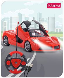 Babyhug Remote Control 1:16 Scale Openable Door Battery Operated Red Racing Car| USB-Cable Rechargeable Sports Car| High Speed Car with Long Lasting Battery and Bright LED Lights| BIS Certified| 3 Years+