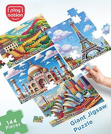 Play Nation 4 in 1 Monuments 144 pcs Colorful Jigsaw puzzle|  Montessori Educational Pre School Toy for Cognitive Development|BIS Certified| 24 months+