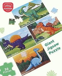 Play Nation 4 in 1 Dinosaur 96 pcs Colorful Jigsaw puzzle|  Montessori Educational Pre School Toy for Cognitive Development|BIS Certified| 24 months+