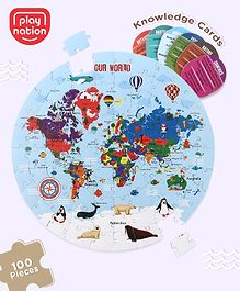 Play Nation Premium 100 Pcs World Map Colorful Jigsaw puzzle| Montessori Educational Toy for Cognitive Development|BIS Certified| 3 Years+