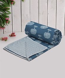 RRC Super Soft Cotton Reversible Dohar For Single Bed  - Dark Blue