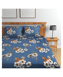 Florida 180 TC Cotton Bedsheet Double Bedsheet with 2 Pillow Covers (228 X 245 cm) - Blue