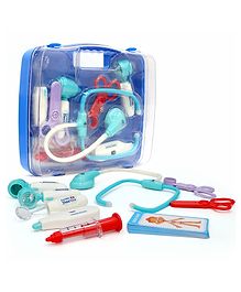 Aditi Toys Premium Doctor Set Briefcase for Kids, Doctor Set with LED Light Instruments, Pretend Play Doctor Set for Kids Above 3 Years, 9 Piece Doctor Kit for Boys & Girls, BIS Approved. (Transparent Briefcase Blue Instruments)