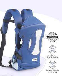 Babyhug Fortune Baby Carrier - 100% Polyester, 4 Positions (Horizontal, Inward, Outward, Back), Ergonomic for 0-12 Months (3.5-14 kg), Adjustable Waistband, Lightweight, Free Size, Hand Washable - Blue Babyhug Fortune Baby Carrier - 100% Polyester, 4 Positions (Horizontal, Inward, Outward, Back), Ergonomic for 0-12 Months (3.5-14 kg), Adjustable Waistband, Lightweight, Free Size, Hand Washable - Blue