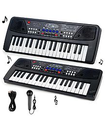 37 Key Piano Keyboard Toy with Mic and Power Option Recording and Mic - Black (Design May Vary) 