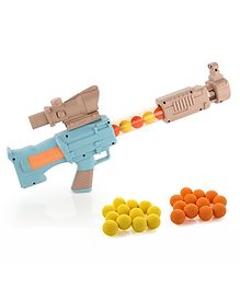 Aditi Toys Space Explorer Pneumatic Gun Include 12 Orange & 12 Yellow Soft Foam Ball, for Indoor Outdoor Use Safe For Boys Girls, Above 3+ Age, BIS Approved. (Brown)