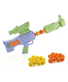 Aditi Toys Space Explorer Pneumatic Gun Include 12 Orange & 12 Yellow Soft Foam Ball, for Indoor Outdoor Use Safe For Boys Girls, Above 5+ Age, BIS Approved. (Green)