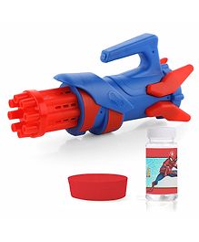 Aditi Toys Spiderman Gatling Bubble Gun for Kids 8-Hole Bubble Gun With 100ml Bubble Liquid Solution For Kids Above 3 Years Bubble Machine For Indoor & Outdoor Play, 100% Safe & Skin Friendly (Red & Blue)