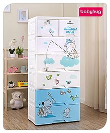 Babyhug 6 Layer High Density Plastic Storage Cabinet - Blue & Off  White