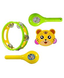 VELLIQUE Tambourine & Maraca Baby Rattle Toy Set for New Born Babies BPA Free & Non Toxic (Colour May Vary)