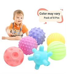 BitFeex Bath & Squeezy Sensory Textured Balls Pack of 8 Colourful Squeaky Baby Bath Toys for Newborns Baby-Color may vary