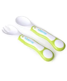 Kidsme My First Spoon And Fork Set  - Lime Green White