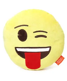 My Baby Excels Emoji Face With Tounge Out Cushion Yellow - 30 cm