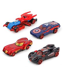 Toysire 4 PC Diecast Metal Superhero Toy Vehicles Alloy Cars Set Push N Go Vehicles(Multicolor)