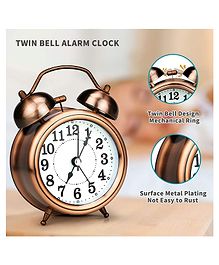 kunya Table Alarm Clock, Metal Twin Bell Analog Display with Night LED Light Battery Operated Loud Sound Alarm Voice Clock for Heavy Sleepers, Students, Bedroom/Office