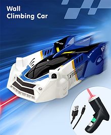 Wall Rocket Lazer Following Wall Climbing Rechargeable Car - Blue