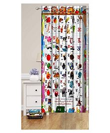 Filymore Curtains for Kids Room/play School Cartoon White Colors Cartoon Design Parde 7x4 Feet Long Set of 1, Door Curtain