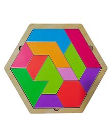 Enorme Wooden Tangram Hexagon Brain Teaser Montessori Puzzle Game Set for Kids