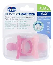 Chicco Physio Soft Silicone Physioforma's Soother  Pack of 2-Pink