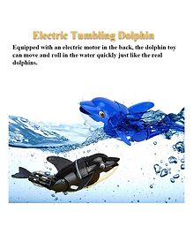 Planet of Toys Electric Rollover Dolphin Bath Toy, Bathtub Rolling Fish Toy Tubmling Dolphin Tub Toy Swimming Dolphin Bathtub Toy Simulated Water Toy - Blue