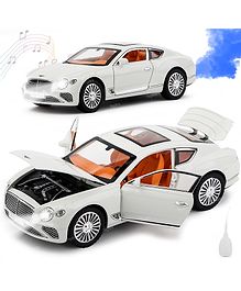 Toysire Diecast Model Car Bentley Car with Smoke,Sound and Light Effects - Pullback Vehicle Toy Collection for Kids - White