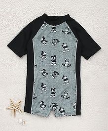 Fox Baby Half Sleeves Legged Swimsuit Mickey Mouse Print - Black Fox Baby Half Sleeves Legged Swimsuit Mickey Mouse Print - Black