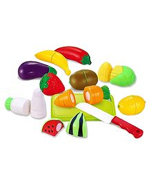 Toyshine Realistic Sliceable Fruits And Vegetables Play Set 12 Pieces - Multicolour