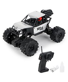 Toysire Remote Control Plastic Racing Car Rock Crawler Wheel Drive Metal Alloy Body Remote Control Rock Type C Cable Climber High Speed Monster Car(Silver)