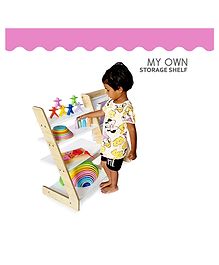 WoodBee Multi purpose Book Shelf Dual Storage Toys & Books Natural Wood Finish