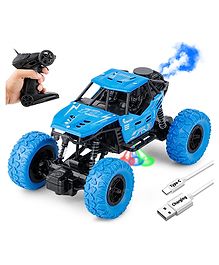 Toysire Remote Control Car for Kids with Mist Smoke Spray Function 2 WD Monster Truck Rock Crawler Climbing RC Type C Charging Toy Vehicle Car for Boys and Girls-Blue