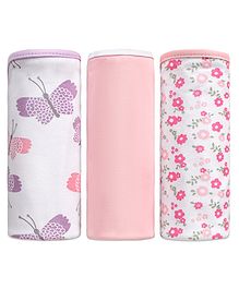Babyhug Interlock Cotton Wrapper Pack of 3 - Pink And Purple