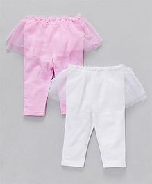 Hudson Baby Set Of Leggings With Frills - Pink and White Hudson Baby Set Of Leggings With Frills - Pink and White