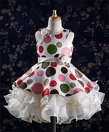 Bluebell Polka Dots Party Wear Layered Frocks - Off White Bluebell Polka Dots Party Wear Layered Frocks - Off White