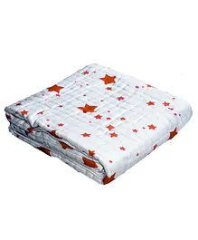 Chotto Dreamy Tales Cotton Muslin Baby Blanket Star Print - Blue & Red
