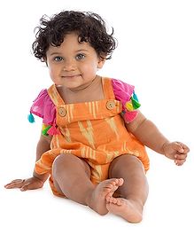 Masala Baby Flutter Sleeves Onesie Ikat Print - Orange Masala Baby Flutter Sleeves Onesie Ikat Print - Orange