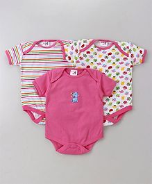Kidi Wav Printed Pack Of 3 Onesie - Pink Kidi Wav Printed Pack Of 3 Onesie - Pink