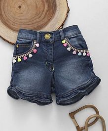 Little Kangaroos Embellished Denim Shorts - Light Blue Little Kangaroos Embellished Denim Shorts - Light Blue