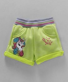 Little Kangaroos Casual Shorts Unicorn Print - Lime Green Little Kangaroos Casual Shorts Unicorn Print - Lime Green
