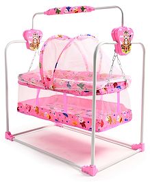 BUBBLEBABY Premium Tiger Cradle With Mosquito Net Wheels - Pink BUBBLEBABY Premium Tiger Cradle With Mosquito Net Wheels - Pink